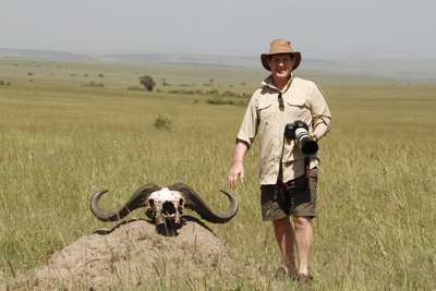 Pip with a friend in the Maasai Mara, Kenya